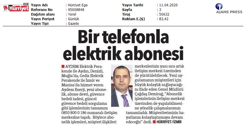  Bir Telefonla Elektrik Abonesi 